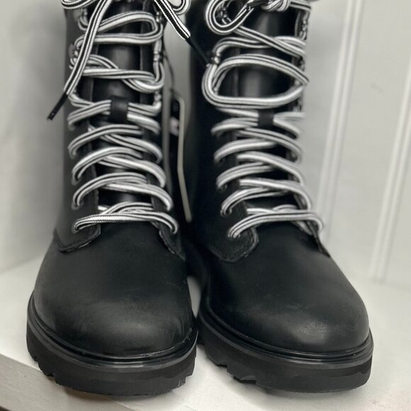 SOREL Womens Black 1" Platform Lennox Toe Block Heel Leather Boots Shoes 8 - Picture 4 of 7